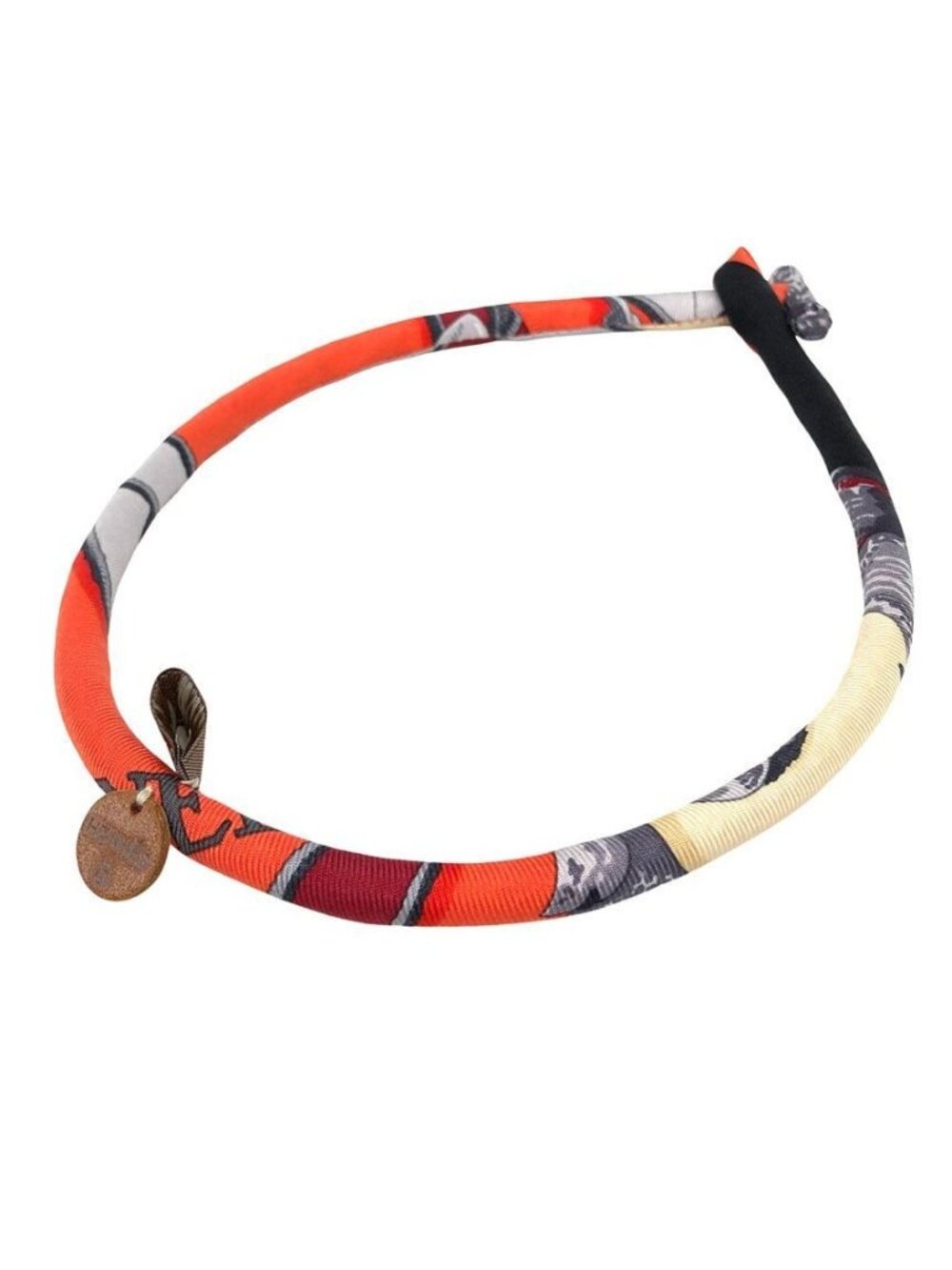 Hermes Petit h Bride de Soie Choker Necklace Bracelet Silk Orange